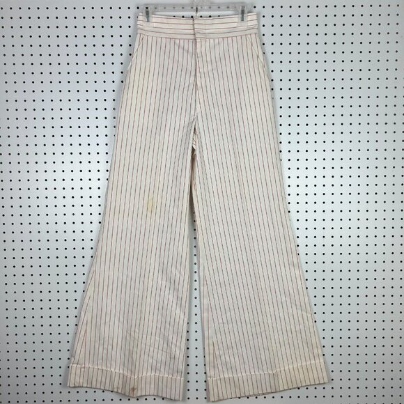 Wrangler Pants - Lady Wrangler Flare Bell Bottom White Red‎ Pinstripe 80s 90s Size 26x32 Western
